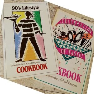 Vtg 1990s‎ Homemakers School Program Cookbooks LOT of 2 Retro Recipe Booklets